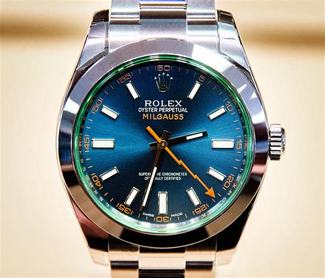 rolex milgauss z blue on wrist|Milgauss z blue discontinued.